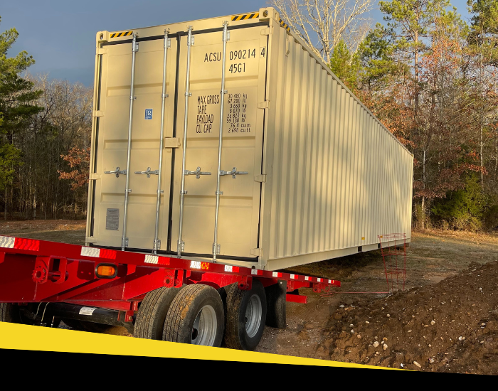 mobile storage container being delivered